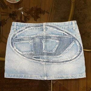 Diesel Logo Detailed Denim Mini Skirt